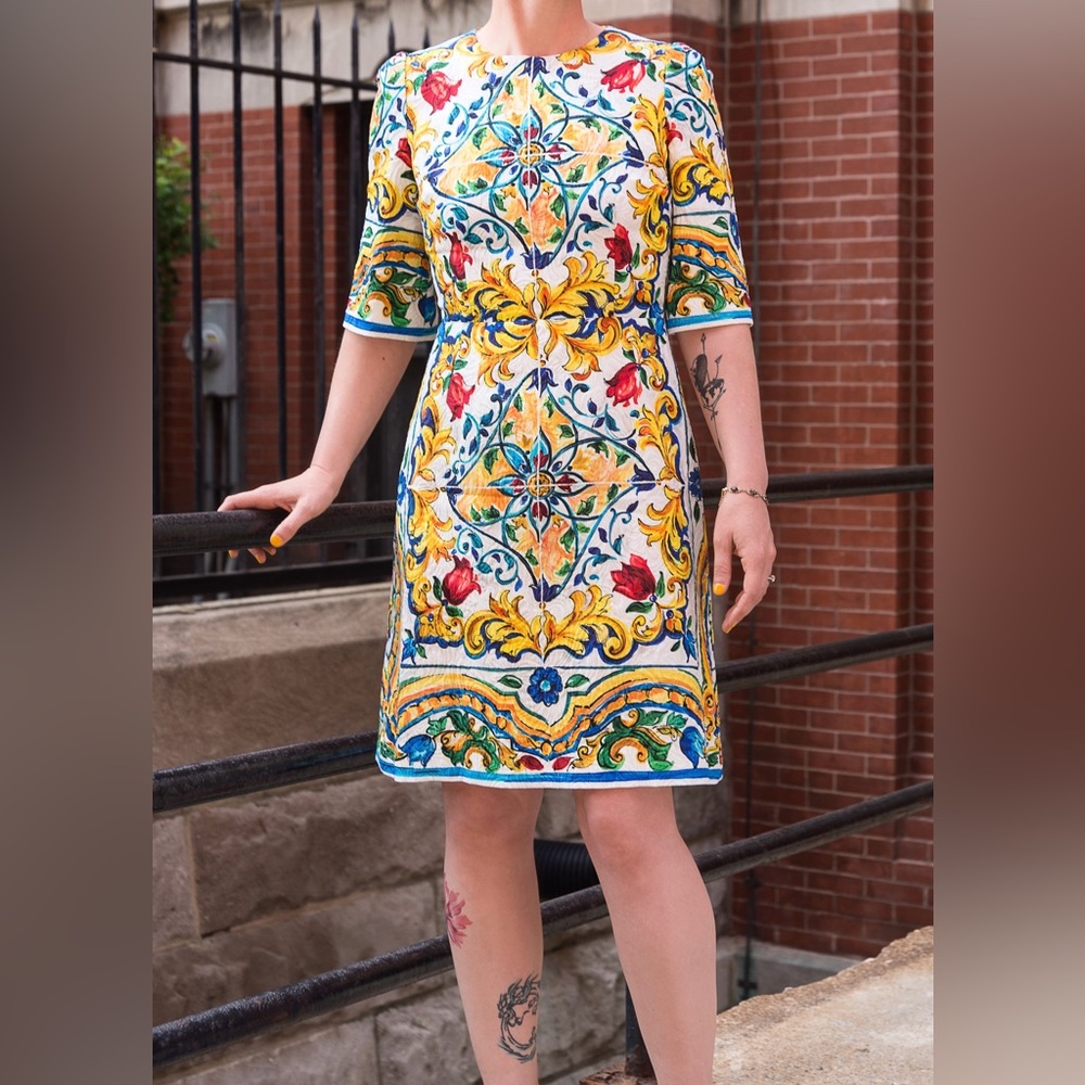 Dolce & Gabbana Fall 2016 Majolica Print Dress IT 40
